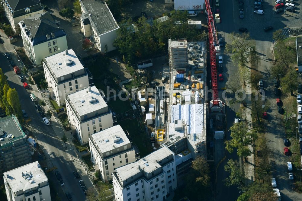 Dresden from the bird's eye view: Residential construction site with multi-family housing development- on the Dr.-Friedrich-Wolf-Strasse in Dresden in the state Saxony, Germany