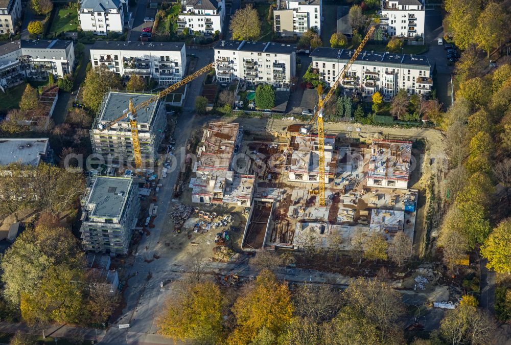 Gelsenkirchen from above - Residential construction site with multi-family housing development- on the Goldbergstrasse in the district Buer in Gelsenkirchen at Ruhrgebiet in the state North Rhine-Westphalia, Germany