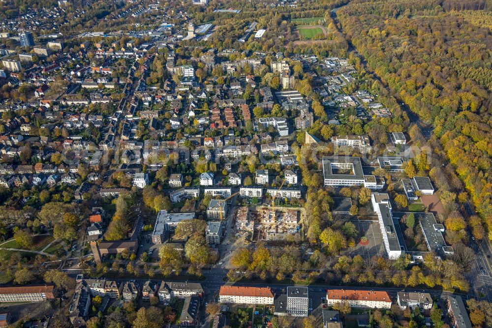 Gelsenkirchen from the bird's eye view: Residential construction site with multi-family housing development- on the Goldbergstrasse in the district Buer in Gelsenkirchen at Ruhrgebiet in the state North Rhine-Westphalia, Germany