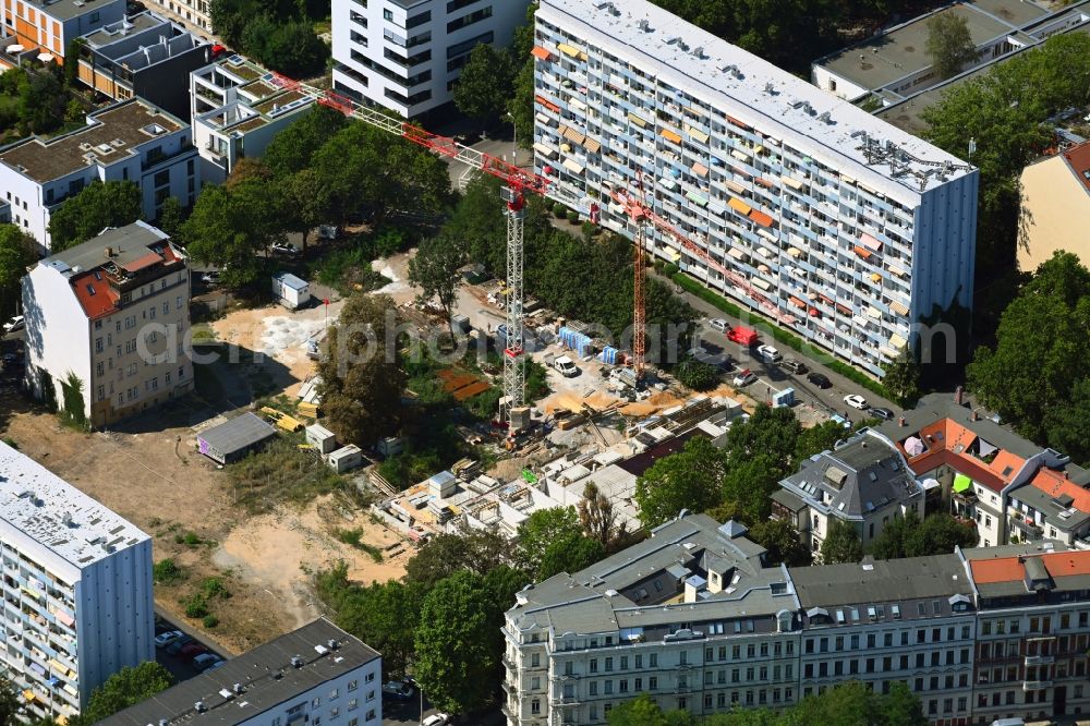 Aerial photograph Leipzig - Residential construction site with multi-family housing development- on the Grassistrasse corner Haydnstrasse in Leipzig in the state Saxony, Germany