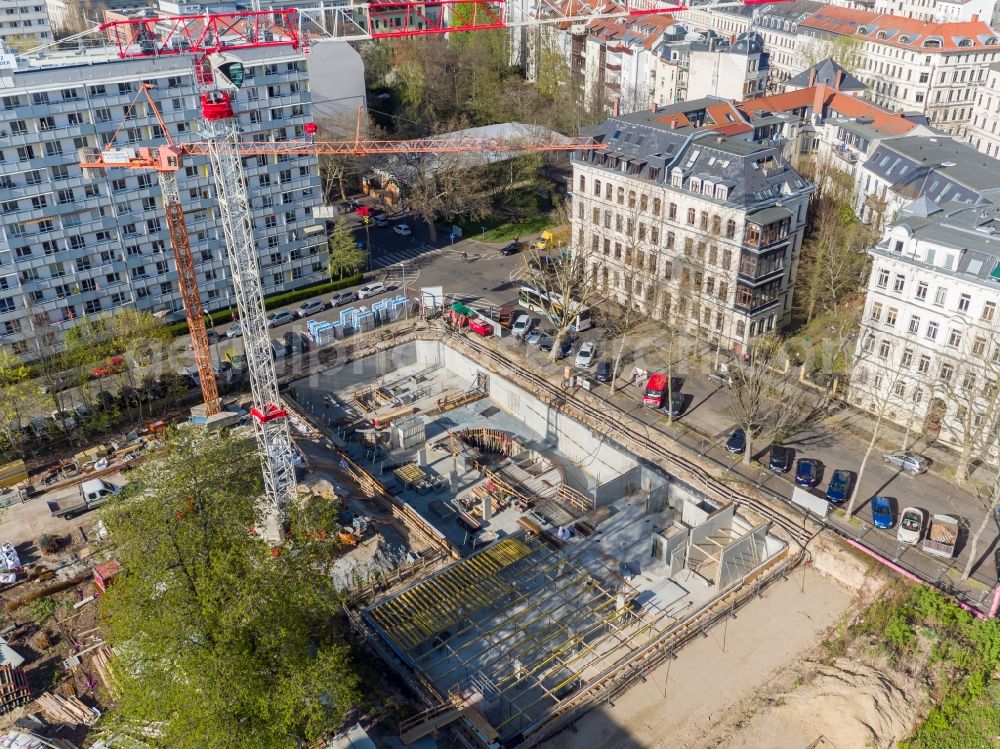 Aerial photograph Leipzig - Residential construction site with multi-family housing development- on the Grassistrasse corner Haydnstrasse in Leipzig in the state Saxony, Germany