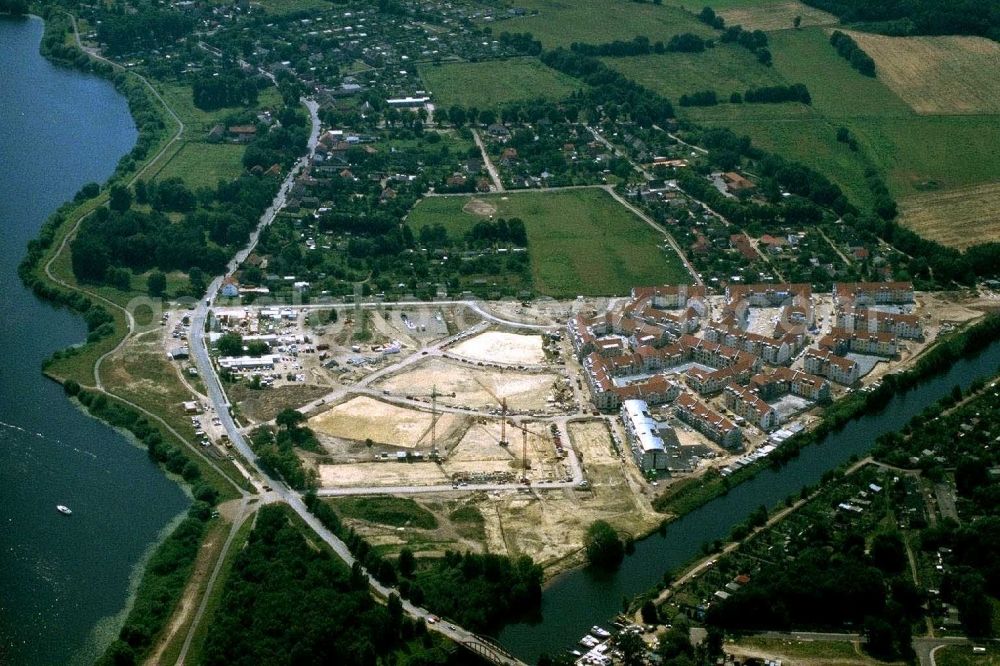 Aerial image Hennigsdorf - Residential construction site with multi-family housing development- on the Havelpromenade in the district Nieder Neuendorf in Hennigsdorf in the state Brandenburg, Germany