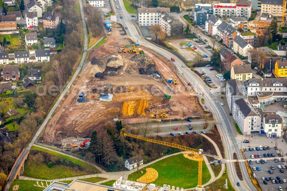 Aerial photograph Heiligenhaus - Residential construction site with multi-family housing development- on the on Hefelmannpark along the Kettwiger Strasse in Heiligenhaus in the state North Rhine-Westphalia, Germany