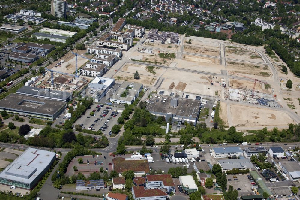 Aerial image Mainz - Residential construction site with multi-family housing development- on the Heiligkreuz-Viertel in the district Weisenau in Mainz in the state Rhineland-Palatinate, Germany