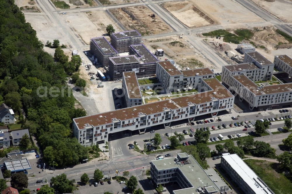 Aerial image Mainz - Residential construction site with multi-family housing development- on the Heiligkreuz-Viertel in the district Weisenau in Mainz in the state Rhineland-Palatinate, Germany