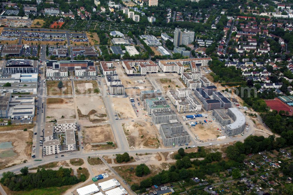 Aerial image Mainz - Residential construction site with multi-family housing development- on the Heiligkreuz-Viertel in the district Weisenau in Mainz in the state Rhineland-Palatinate, Germany