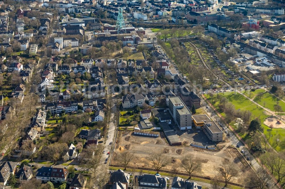 Bochum from above - Residential construction site with multi-family housing development- on the on Herderallee - Wielandstrasse - Lessingstrasse in Bochum in the state North Rhine-Westphalia, Germany