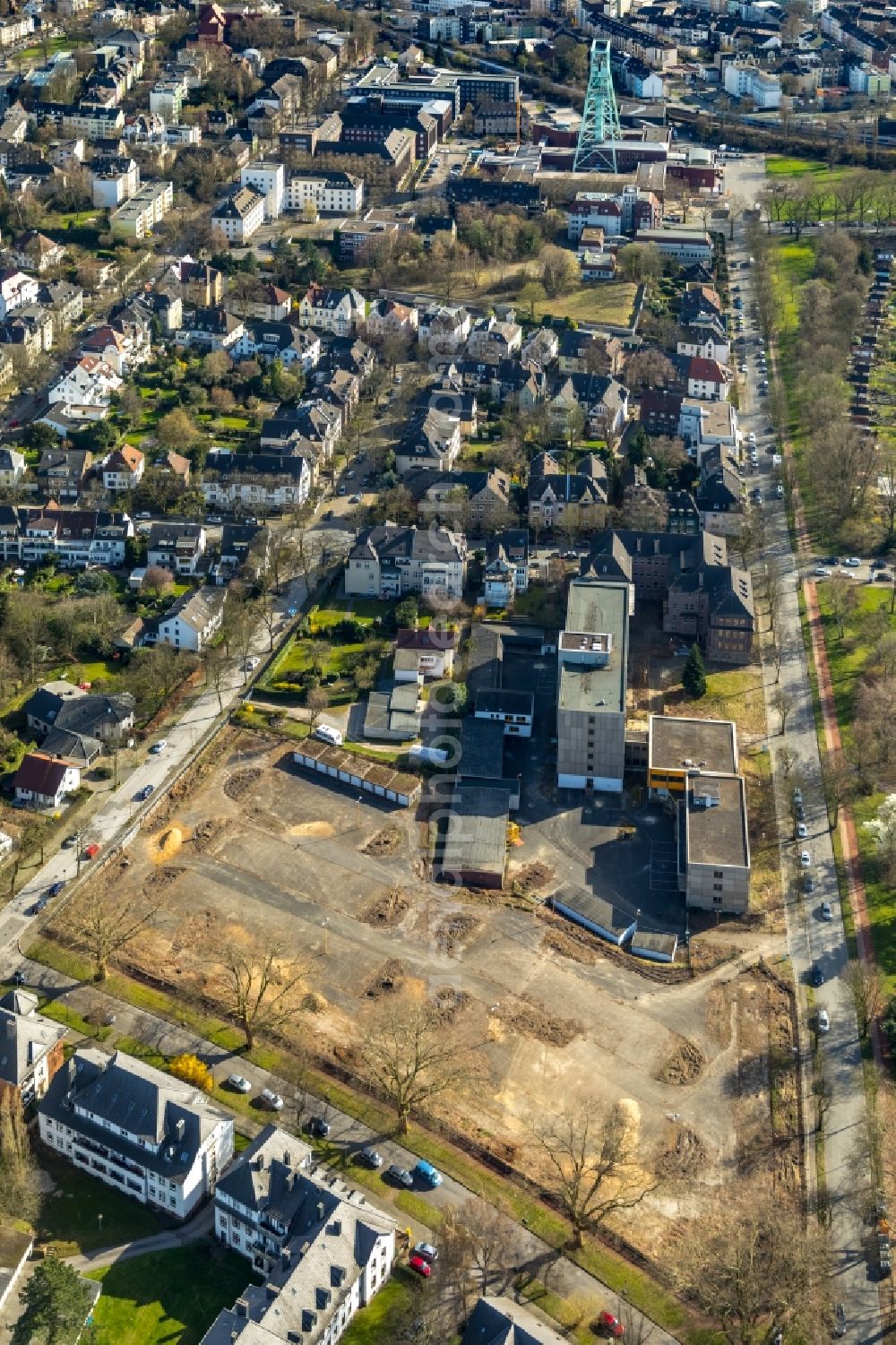 Aerial photograph Bochum - Residential construction site with multi-family housing development- on the on Herderallee - Wielandstrasse - Lessingstrasse in Bochum in the state North Rhine-Westphalia, Germany