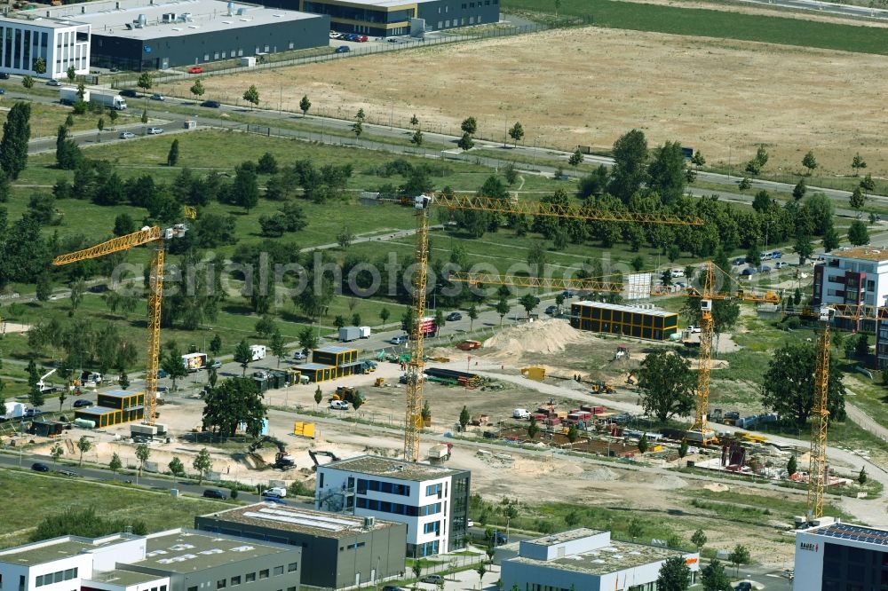 Berlin from the bird's eye view: Residential construction site with multi-family housing development- on the Hermann-Dorner-Allee - Alexander-von-Humboldt-Weg - Karl-Ziegler-Strasse in the district Adlershof in Berlin, Germany