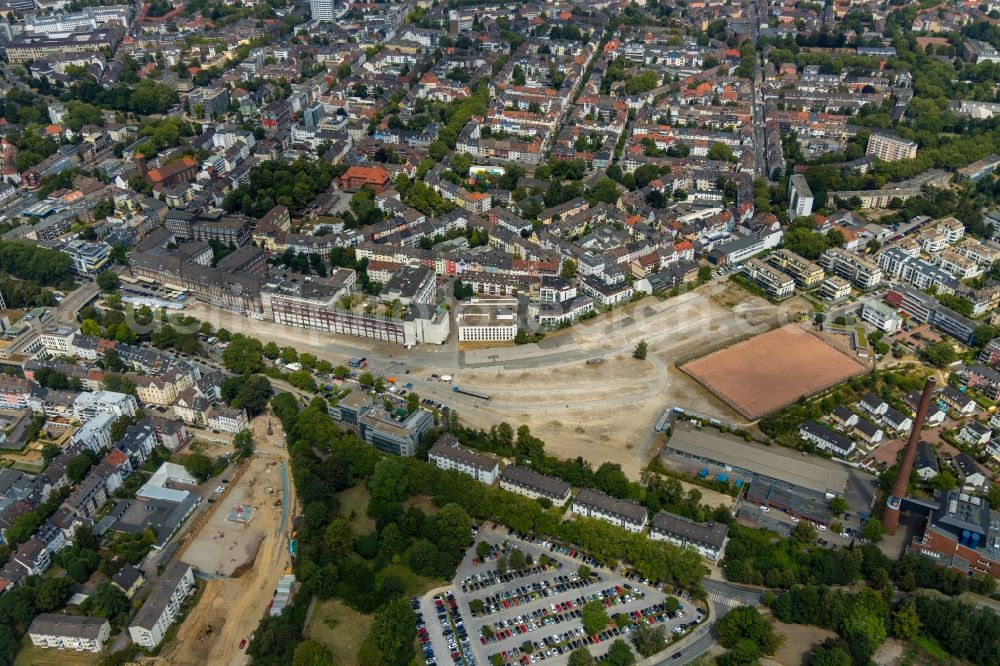 Essen from the bird's eye view: Residential construction site with multi-family housing development- at the Herthastrasse in Essen in the state North Rhine-Westphalia, Germany