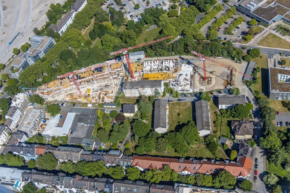 Aerial photograph Essen - Residential construction site with multi-family housing development- at the Herthastrasse in Essen in the state North Rhine-Westphalia, Germany