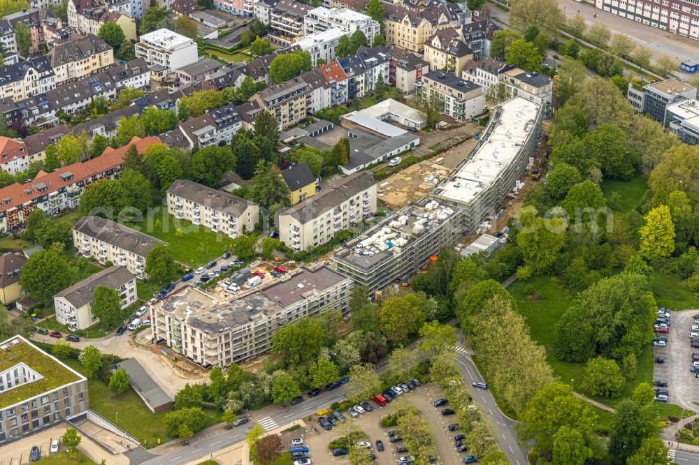 Aerial image Essen - Residential construction site with multi-family housing development- at the Herthastrasse in Essen at Ruhrgebiet in the state North Rhine-Westphalia, Germany