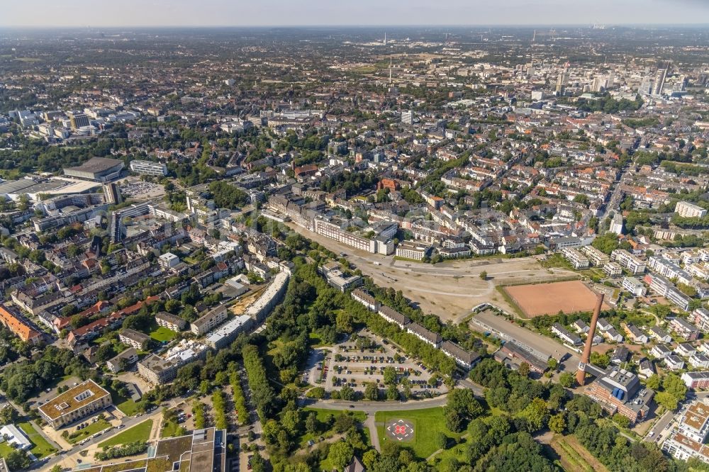 Essen from above - Residential construction site with multi-family housing development- at the Herthastrasse in Essen at Ruhrgebiet in the state North Rhine-Westphalia, Germany