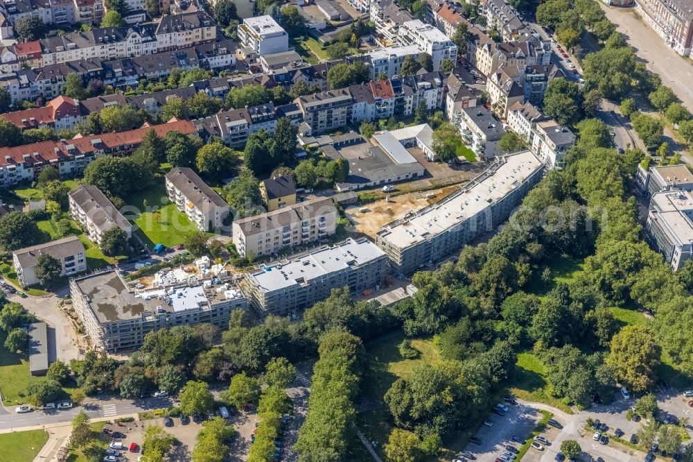 Aerial image Essen - Residential construction site with multi-family housing development- at the Herthastrasse in Essen at Ruhrgebiet in the state North Rhine-Westphalia, Germany