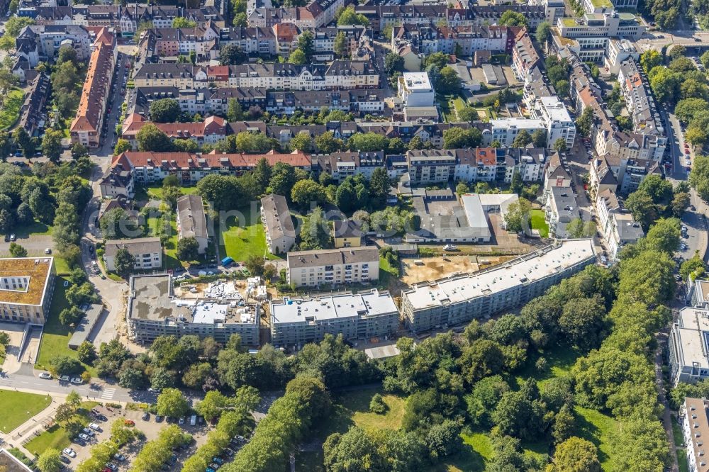 Aerial photograph Essen - Residential construction site with multi-family housing development- at the Herthastrasse in Essen at Ruhrgebiet in the state North Rhine-Westphalia, Germany