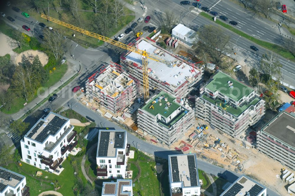 Aerial image Berlin - Residential construction site with multi-family housing development- on the Huettenweg - Clayallee in the district Dahlem in Berlin, Germany