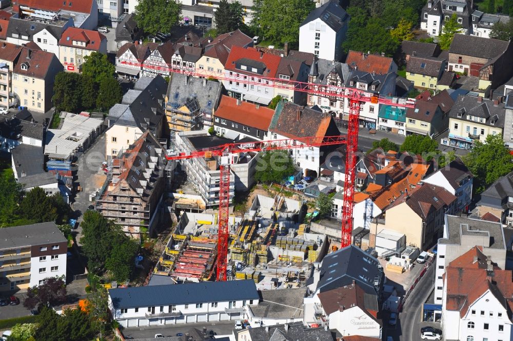 Aerial image Friedberg (Hessen) - Residential construction site with multi-family housing development- on the Kaiserstrasse - Bismarckstrasse in Friedberg (Hessen) in the state Hesse, Germany