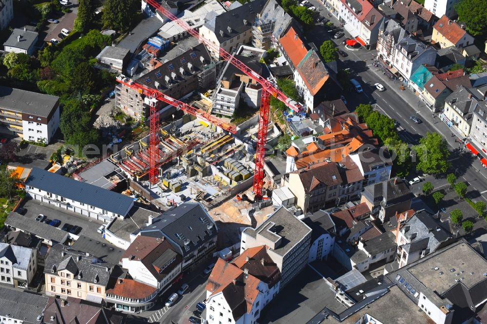 Aerial image Friedberg (Hessen) - Residential construction site with multi-family housing development- on the Kaiserstrasse - Bismarckstrasse in Friedberg (Hessen) in the state Hesse, Germany