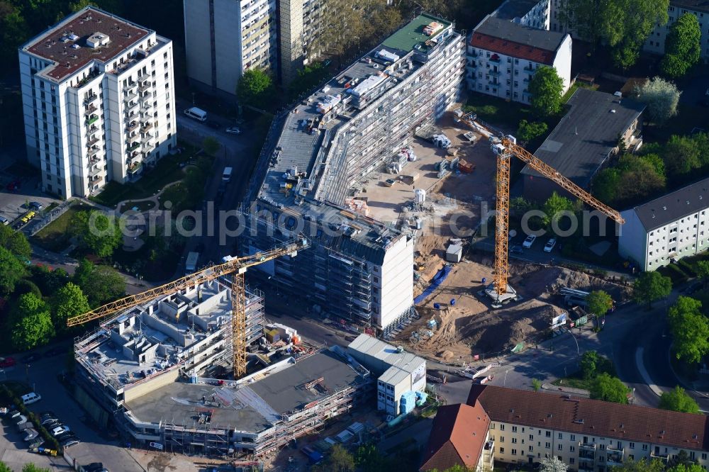 Berlin from the bird's eye view: Residential construction site with multi-family housing development- on the Rosenfelder Ring corner Skandinavische Strasse in the district Lichtenberg in Berlin, Germany