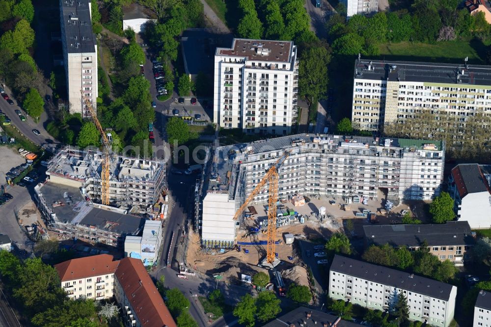 Aerial photograph Berlin - Residential construction site with multi-family housing development- on the Rosenfelder Ring corner Skandinavische Strasse in the district Lichtenberg in Berlin, Germany