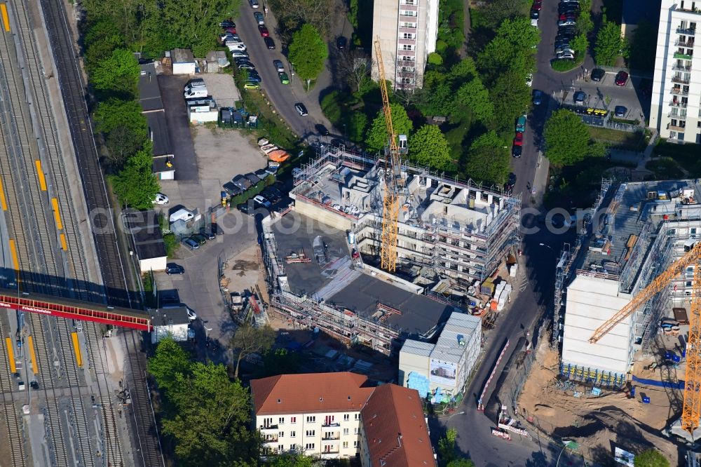 Berlin from above - Residential construction site with multi-family housing development- on the Rosenfelder Ring corner Skandinavische Strasse in the district Lichtenberg in Berlin, Germany