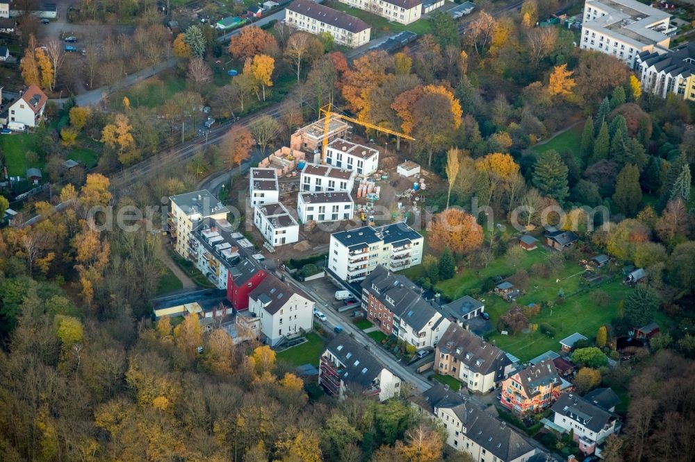 Witten from above - Residential construction site with multi-family housing development- on Ledderken in Witten in the state North Rhine-Westphalia, Germany