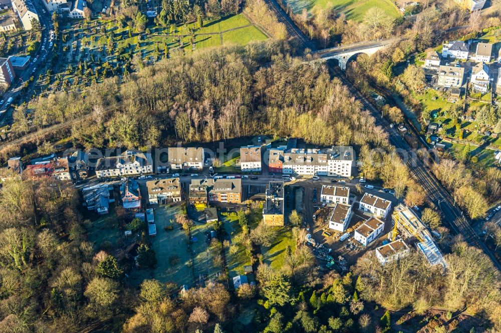 Witten from the bird's eye view: Residential construction site with multi-family housing development- on Ledderken in Witten in the state North Rhine-Westphalia, Germany