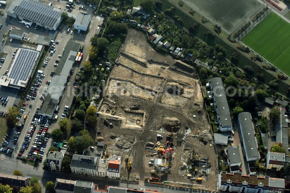 Berlin from above - Construction side Residential area of the multi-family house settlement Das Lichtenhain of BUWOG Group in the district Lichtenberg in Berlin, Germany