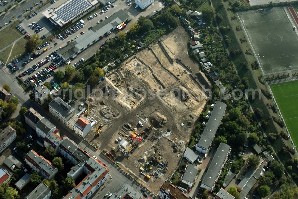 Berlin from the bird's eye view: Construction side Residential area of the multi-family house settlement Das Lichtenhain of BUWOG Group in the district Lichtenberg in Berlin, Germany