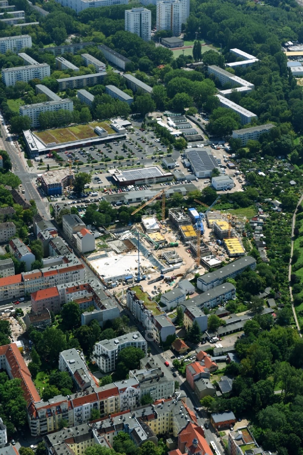 Berlin from above - Construction side Residential area of the multi-family house settlement Das Lichtenhain of BUWOG Group in the district Lichtenberg in Berlin, Germany