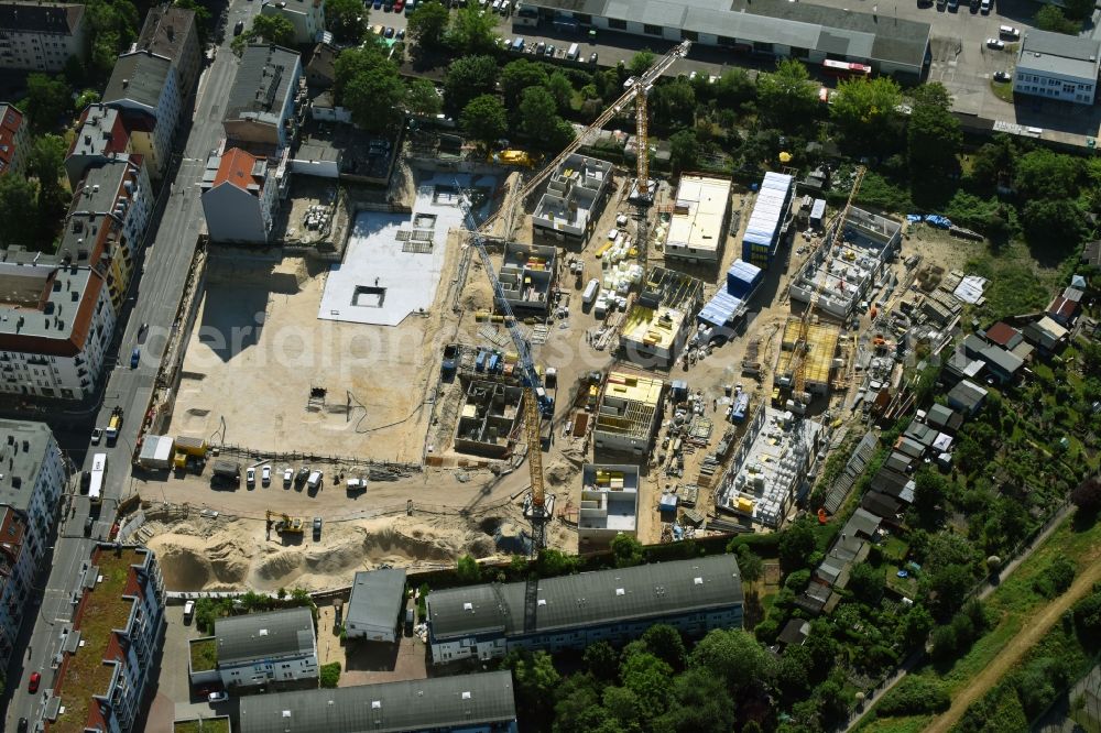 Aerial image Berlin - Construction side Residential area of the multi-family house settlement Das Lichtenhain of BUWOG Group in the district Lichtenberg in Berlin, Germany