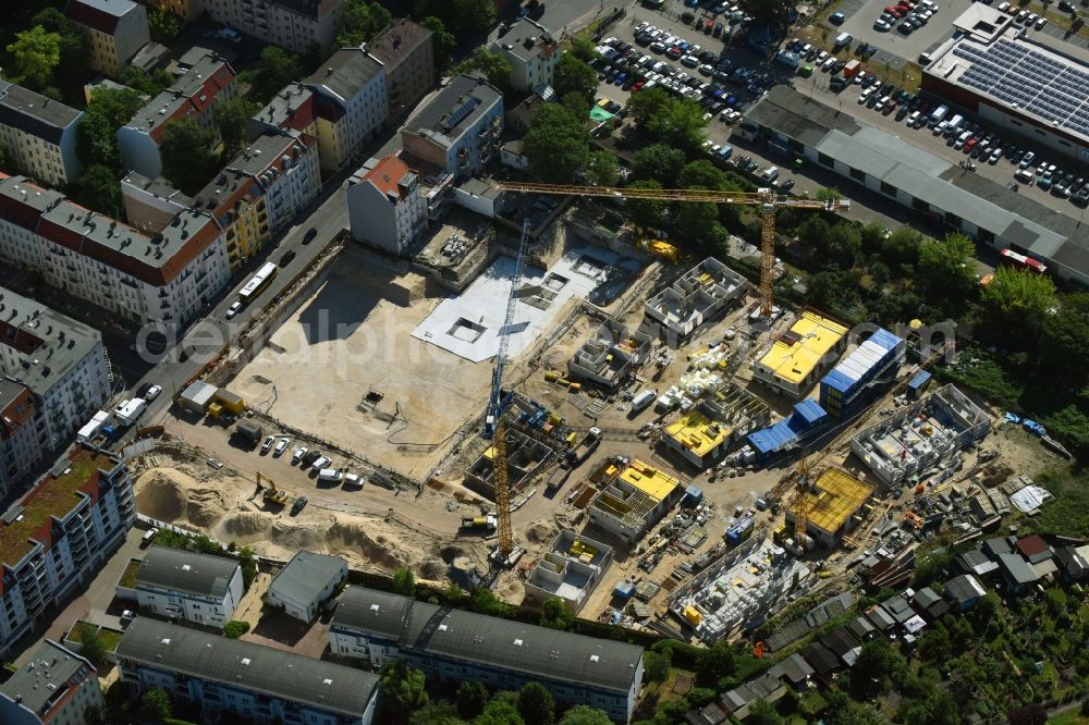 Berlin from above - Construction side Residential area of the multi-family house settlement Das Lichtenhain of BUWOG Group in the district Lichtenberg in Berlin, Germany