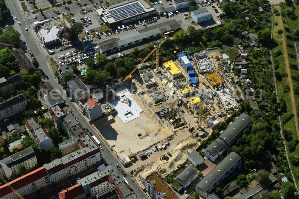 Berlin from the bird's eye view: Construction side Residential area of the multi-family house settlement Das Lichtenhain of BUWOG Group in the district Lichtenberg in Berlin, Germany