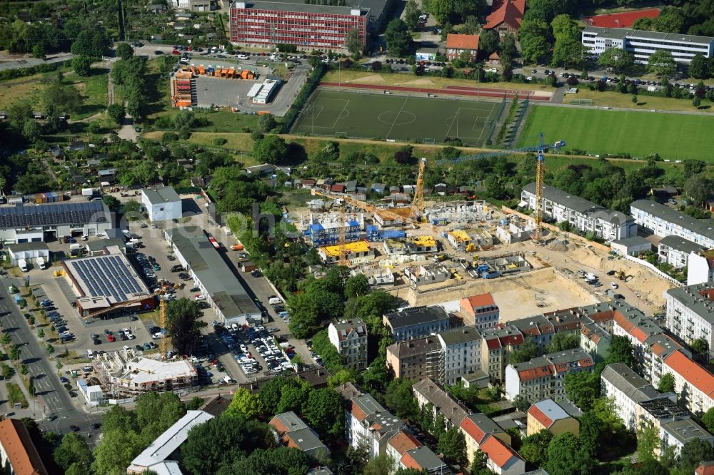 Aerial photograph Berlin - Construction side Residential area of the multi-family house settlement Das Lichtenhain of BUWOG Group in the district Lichtenberg in Berlin, Germany