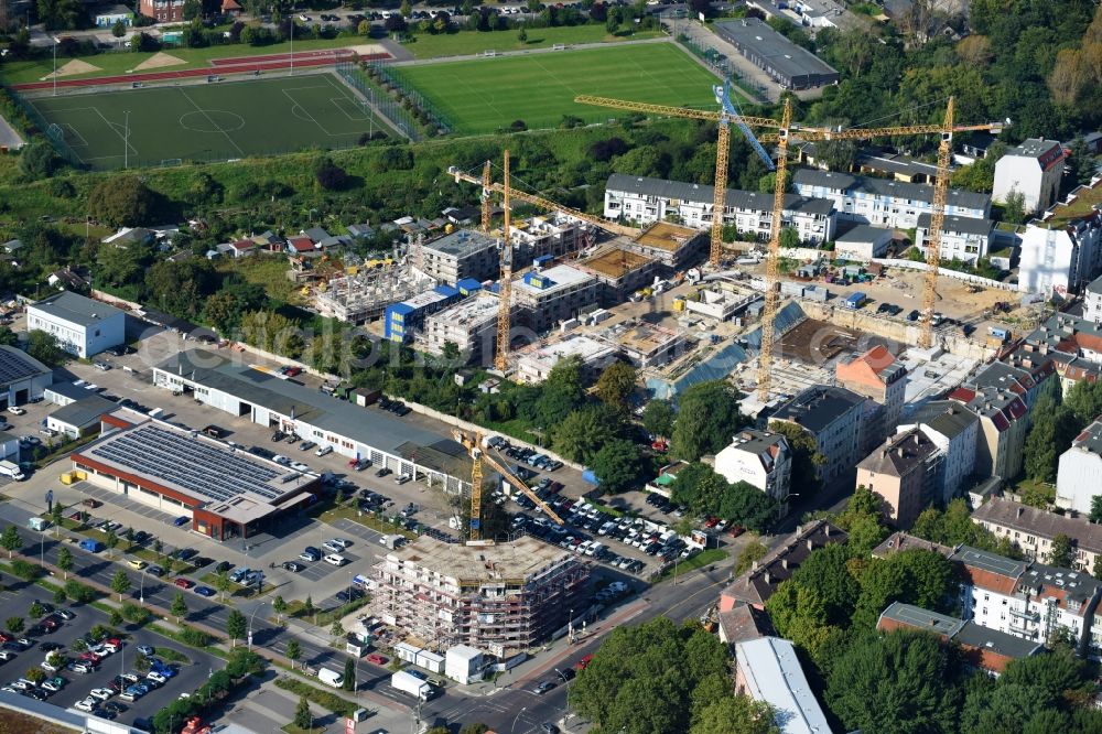 Aerial photograph Berlin - Construction side Residential area of the multi-family house settlement Das Lichtenhain of BUWOG Group in the district Lichtenberg in Berlin, Germany