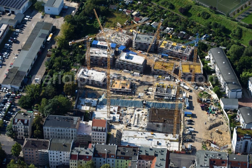 Aerial photograph Berlin - Construction side Residential area of the multi-family house settlement Das Lichtenhain of BUWOG Group in the district Lichtenberg in Berlin, Germany