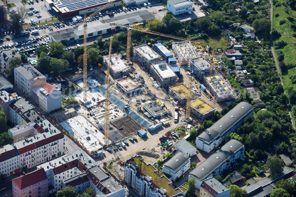 Berlin from above - Construction side Residential area of the multi-family house settlement Das Lichtenhain of BUWOG Group in the district Lichtenberg in Berlin, Germany