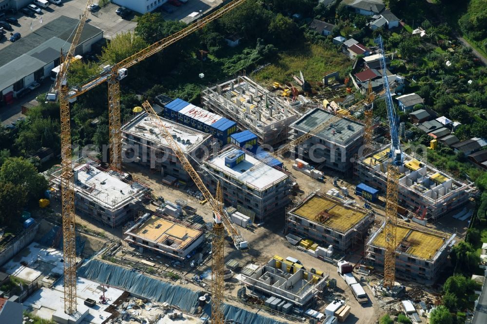 Berlin from above - Construction side Residential area of the multi-family house settlement Das Lichtenhain of BUWOG Group in the district Lichtenberg in Berlin, Germany