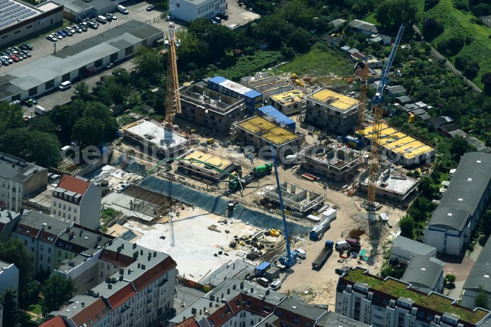 Berlin from the bird's eye view: Construction side Residential area of the multi-family house settlement Das Lichtenhain of BUWOG Group in the district Lichtenberg in Berlin, Germany