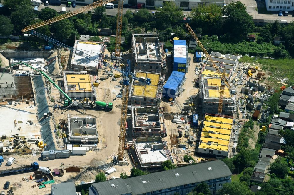 Aerial photograph Berlin - Construction side Residential area of the multi-family house settlement Das Lichtenhain of BUWOG Group in the district Lichtenberg in Berlin, Germany