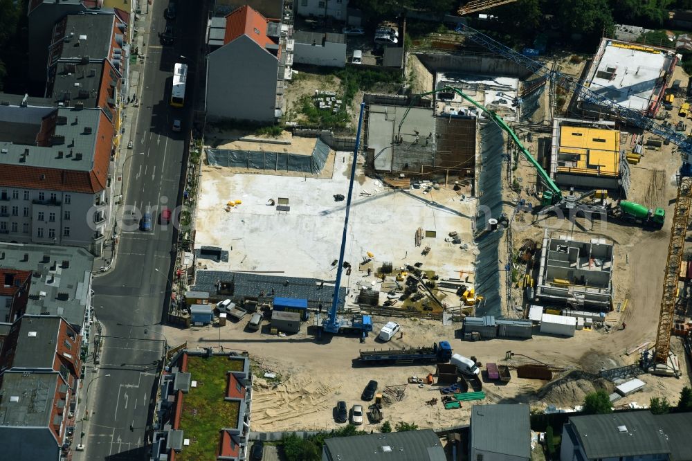 Berlin from the bird's eye view: Construction side Residential area of the multi-family house settlement Das Lichtenhain of BUWOG Group in the district Lichtenberg in Berlin, Germany