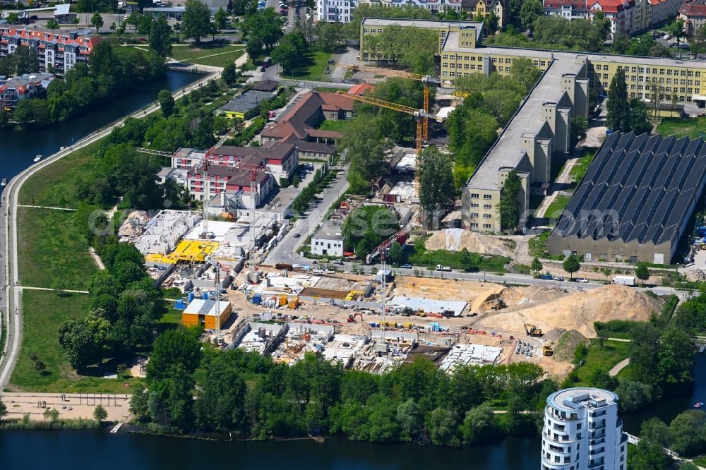 Berlin from above - Residential construction site with multi-family housing development- Am Maselakepark in the district Spandau Hakenfelde in Berlin, Germany