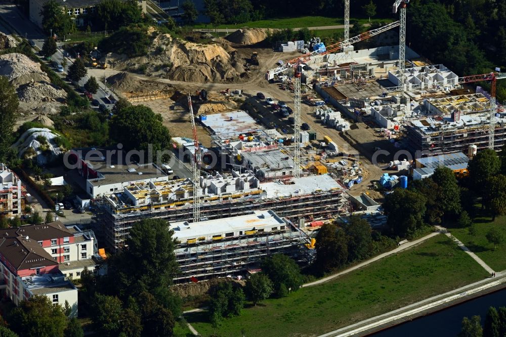 Aerial image Berlin - Residential construction site with multi-family housing development- Am Maselakepark in the district Spandau Hakenfelde in Berlin, Germany