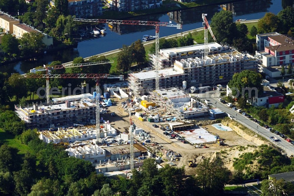 Berlin from above - Residential construction site with multi-family housing development- Am Maselakepark in the district Spandau Hakenfelde in Berlin, Germany