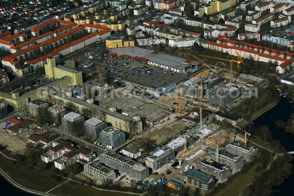 Berlin from the bird's eye view: Residential construction site with multi-family housing development- Am Maselakepark in the district Spandau Hakenfelde in Berlin, Germany