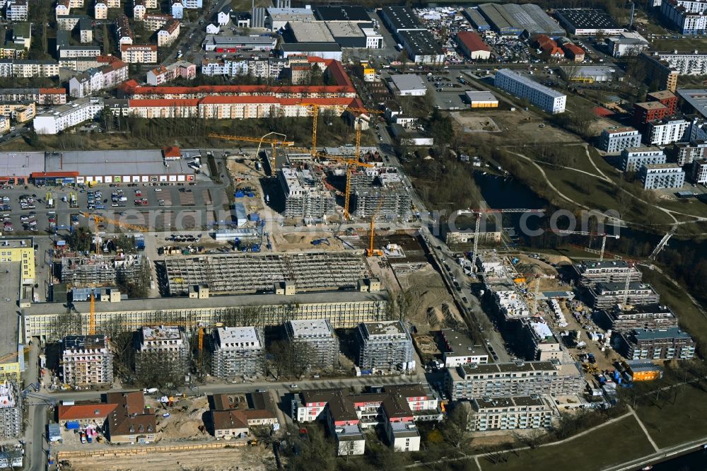 Aerial image Berlin - Residential construction site with multi-family housing development- Am Maselakepark in the district Spandau Hakenfelde in Berlin, Germany