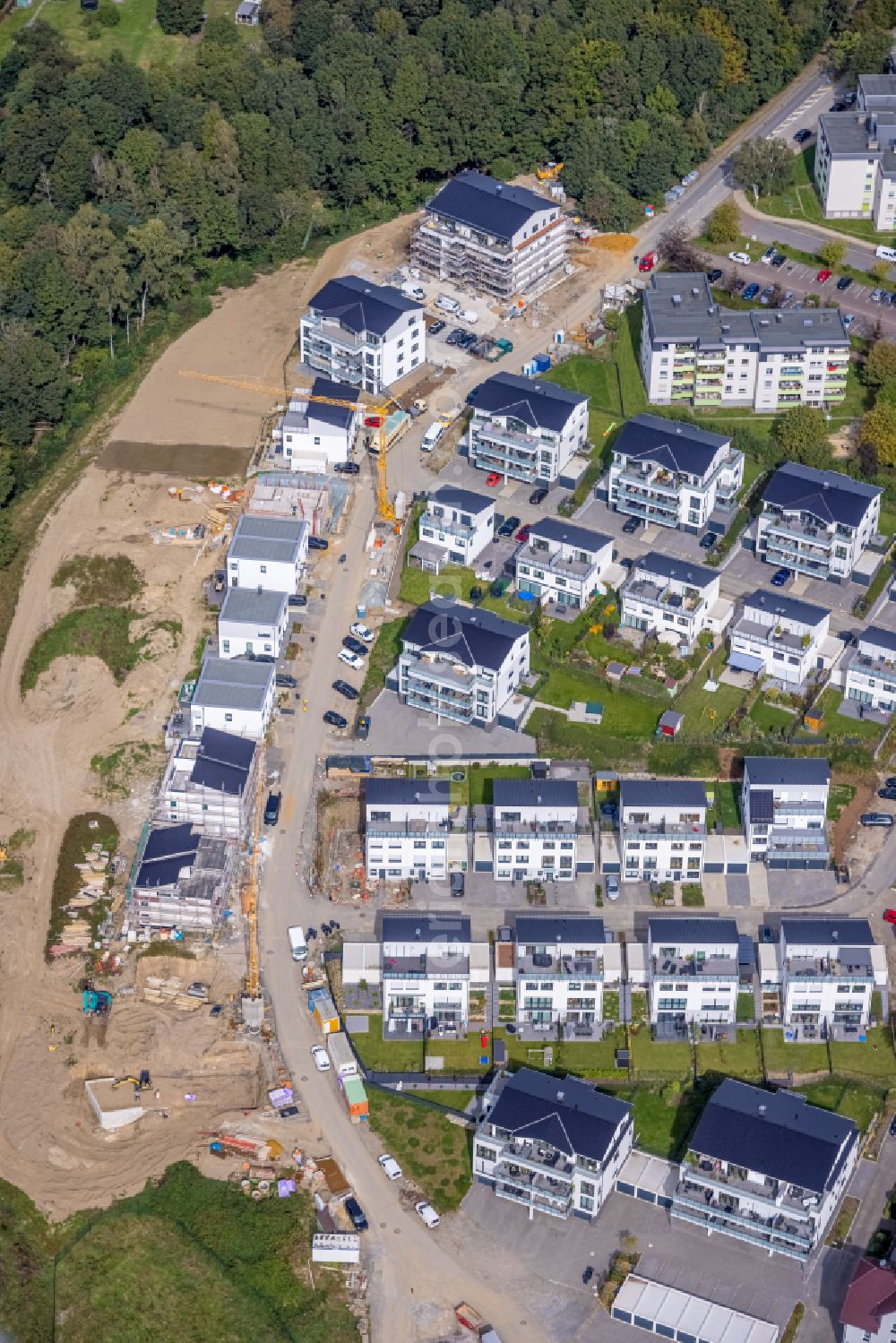 Aerial image Gevelsberg - Residential construction site with multi-family housing development- on the An der Maus in the district Klostermark in Gevelsberg in the state North Rhine-Westphalia, Germany