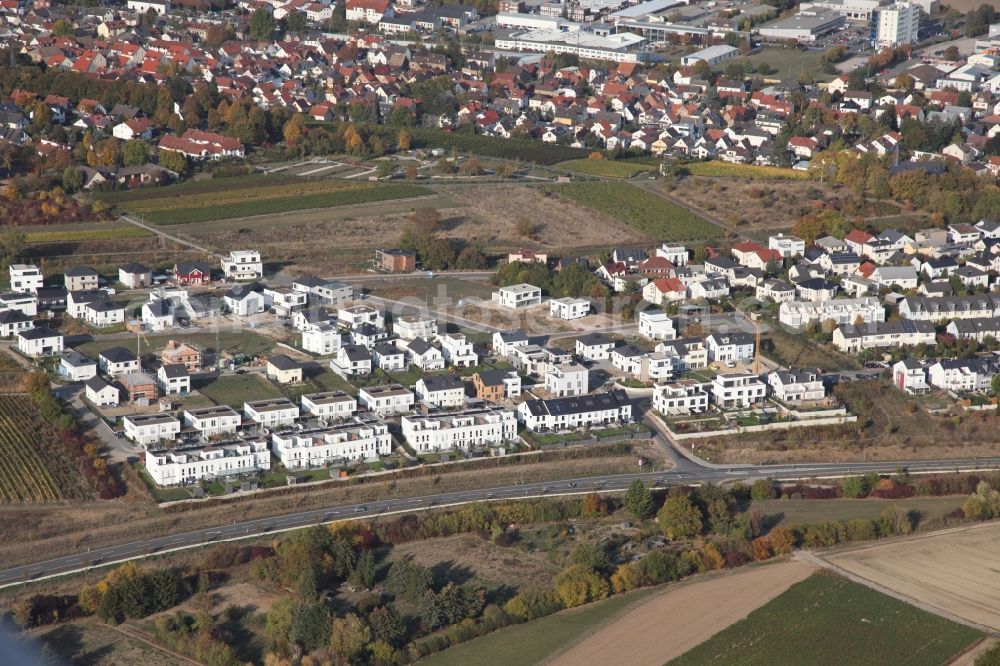 Bodenheim from above - Residential construction site with multi-family housing development- on the in the north of Rosetta Vogt Strasse in Bodenheim in the state Rhineland-Palatinate, Germany