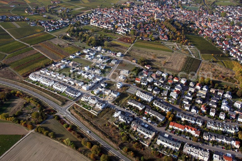 Aerial image Bodenheim - Residential construction site with multi-family housing development- on the in the north of Rosetta Vogt Strasse in Bodenheim in the state Rhineland-Palatinate, Germany