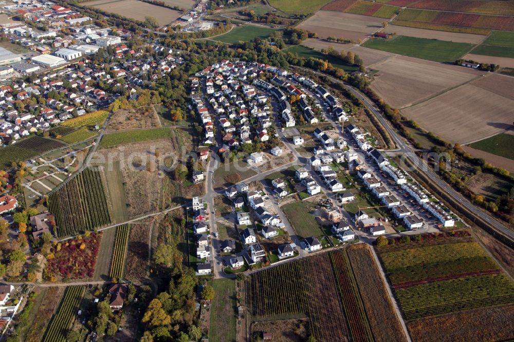 Aerial image Bodenheim - Residential construction site with multi-family housing development- on the in the north of Rosetta Vogt Strasse in Bodenheim in the state Rhineland-Palatinate, Germany